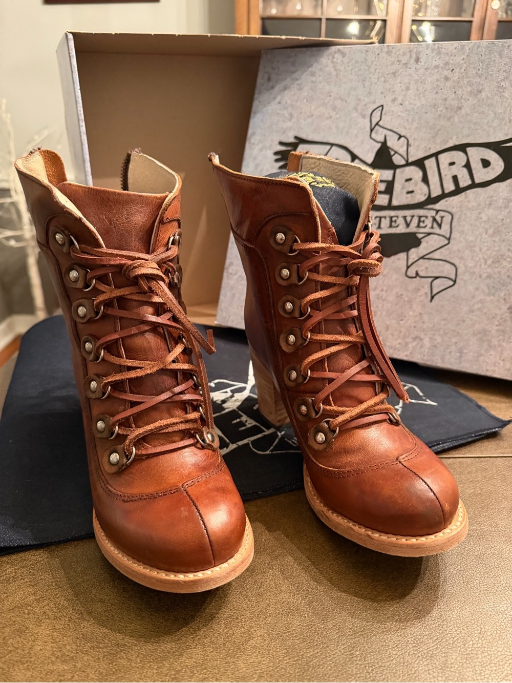 Freebird by Steven Women’s Brown Leather Lace-Up Boot